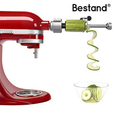Load image into Gallery viewer, Bestand Spiralizer Attachment (7 Blades) Compatible with KitchenAid Stand Mixer, Comes with Peel, Core and Slice, Vegetable Slicer (Not KitchenAid Brand Spiralizer)
