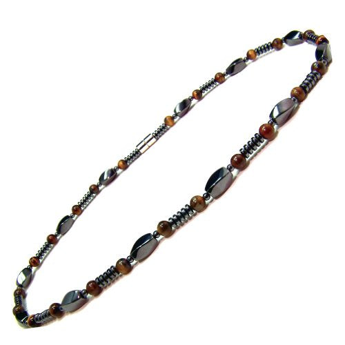 Accents Kingdom Men's Magnetic Hematite Tiger's Eye Bead Necklace, 18