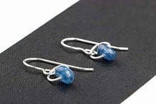 Load image into Gallery viewer, Small Blue Kyanite Gemstone Spinner Orbit Earrings in Sterling Silver
