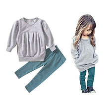 Load image into Gallery viewer, Ritatte Toddler Girls Clothes Winter Warm Long Sleeve Tops Long Pants suit Kids Soft cotton 2Pcs Set(Gray, 100(3T))
