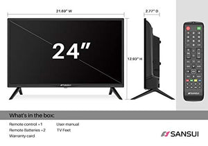 SANSUI 24 Inch TV 720P Basic S24 LED HD TV High Resolution Flat Screen Television Built-in HDMI,USB,VGA Ports - Refresh Rate 60Hz (2020 Model)