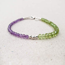 Load image into Gallery viewer, Natural Amethyst Bead Bracelet for Women Peridot Jewelry Sterling Silver August Birthstone Gift
