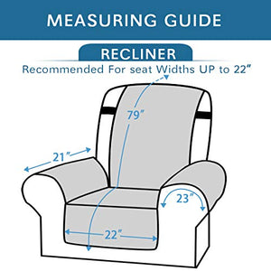 Reversible Recliner Cover Recliner Slipcover Recliner Furniture Protector 2" Elastic Strap Slip Resistant Water Repellent Slipcover Seat Width Up to 22"(Recliner 79"L x 68"W, Brown/Beige)