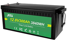 Load image into Gallery viewer, JITA 12V 300Ah lithium battery LiFePO4 Deep Cycle Battery 200A BMS, 2000-5000 Cycles, 10 Year Life, Power Fast Charging for Solar Power System RV House Trolling Motor Wheelchair Household (12V 300Ah)
