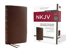 Load image into Gallery viewer, NKJV, Deluxe Thinline Reference Bible, Genuine Leather, Brown, Red Letter, Comfort Print: Holy Bible, New King James Version
