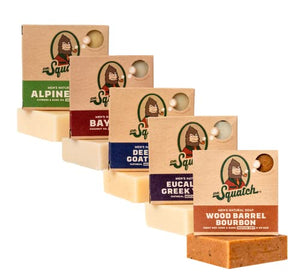 Dr. Squatch All Natural Bar Soap for Men, 5 Bar Variety Pack - Alpine Sage, Bay Rum, Bourbon, Eucalyptus and Goat's Milk