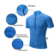 Load image into Gallery viewer, Spotti Men's Basic Short Sleeve Cycling Jersey - Bike Biking Shirt (Blue, Medium)
