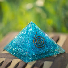 Load image into Gallery viewer, Orgone Pyramid – Emf Protection Anxiety Relief Crystals and Healing Stones Aquamarine Energy Generator Chakra Healing Crystals Handmade Orgonite Pyramid for – Sleep Aid Smudge Kit Reiki Supplies
