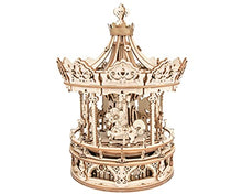 Load image into Gallery viewer, ROKR 3D Wooden Puzzles for Adults Mechanical Music Box Romantic Carousel, DIY Music Box Model Building Kits for Teens, DIY Crafts/Hobbies/Gifts Desk Decor for Girls Ages 14+ (Romantic Carousel)
