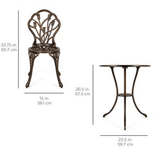 Load image into Gallery viewer, Best Choice Products 3-Piece Outdoor Rust-Resistant Cast Aluminum Patio Bistro Set w/Tulip Design, Copper
