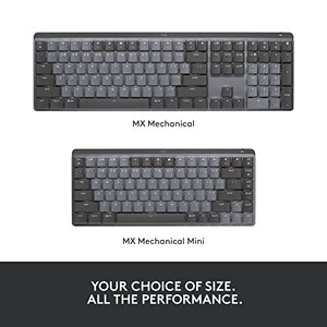 Logitech MX Mechanical Wireless Illuminated Performance Keyboard, Tactile Quiet Switches, Backlit Keys, Bluetooth, USB-C, macOS, Windows, Linux, iOS, Android, Metal