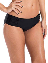 Load image into Gallery viewer, Ocean Blues Women's Full Coverage Swimsuit Ruched Sides Bikini Bottom Black Large
