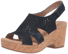Load image into Gallery viewer, Clarks Women's Giselle Bay Wedge Sandal, Navy Suede, 8
