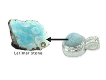 Load image into Gallery viewer, AZIEL Larimar Gemstones with 925 Sterling Silver Pendant Hand Made for Women
