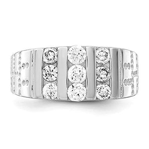 925 Sterling Silver Mens Cubic Zirconia Cz Band Ring Size 10.00 Man Fine Jewelry For Dad Mens Gifts For Him