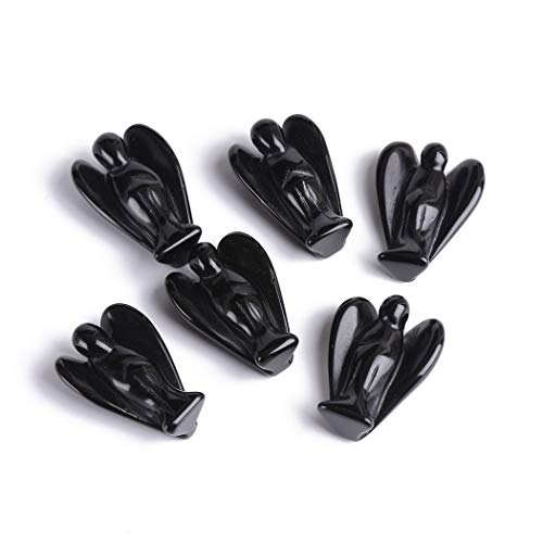 AMOYSTONE Angel Obsidian Gemstone Rock Crystals Pocket Guardian Angel Healing Statues 6PCS 1.5
