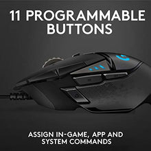 Load image into Gallery viewer, Logitech G502 HERO High Performance Wired Gaming Mouse, HERO 25K Sensor, 25,600 DPI, RGB, Adjustable Weights, 11 Programmable Buttons, On-Board Memory, PC / Mac

