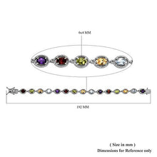 Load image into Gallery viewer, 925 Sterling Silver Gemstone Link Tennis Bracelet Platinum Plated Oval Peridot Amethyst Topaz Citrine Garnet 7.25&quot; Ct 6.8
