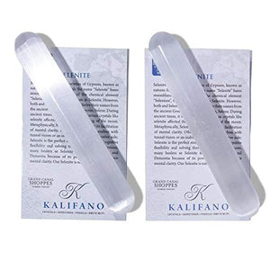 KALIFANO 2 Pack Selenite Wand with Healing & Calming Effects - High Energy Crystal Used for Cleansing and Protection (Information Card Included)