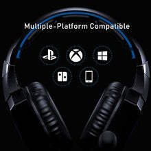 Load image into Gallery viewer, RUNMUS Gaming Headset for PS4, Xbox One, PC Headset w/Surround Sound, Noise Canceling Over Ear Headphones with Mic &amp; LED Light, Compatible with PS4, Xbox One, Switch, PC, PS3, Mac, Laptop

