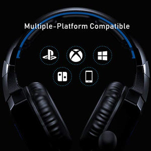 RUNMUS Gaming Headset for PS4, Xbox One, PC Headset w/Surround Sound, Noise Canceling Over Ear Headphones with Mic & LED Light, Compatible with PS4, Xbox One, Switch, PC, PS3, Mac, Laptop
