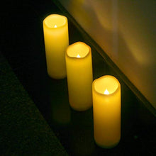 Load image into Gallery viewer, 2 Pack Waterproof Outdoor Flameless Candles with Timer 3” x 8” Battery Operated Electric LED Pillar Candle Set for Gift Home Décor Party Wedding Supplies Garden Halloween Christmas Decoration
