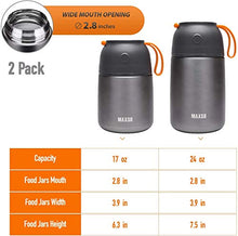 Load image into Gallery viewer, Insulated Lunch Containers Hot Food Jar, 2 Pack Vacuum Soup Thermos Food Flask, 24 oz+17 oz Stainless Steel Bento Lunch Box Keep Hot/Cold with Foldable Spoon &amp; Fork for Kids Adults, Pink
