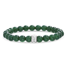 Load image into Gallery viewer, Steve Madden Oxidized Stainless Steel Green Beaded Stretch Bracelet For Men (Green)
