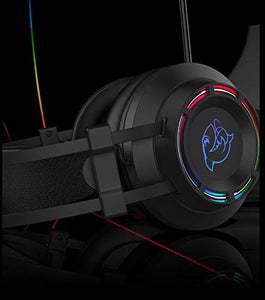 Ajazz DHG160 Gaming Headset PS4 Headset with 7.1 Surround Sound, DOUYU Gaming Headset w/Noise Canceling Microphone, RGB Light, Compatible with PS4/Switch/PC/PS3/Mac/Laptop, Black