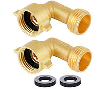 Load image into Gallery viewer, HQMPC Garden Hose Connector 90 Degree Brass Garden Hose Elbow Solid Brass Adapter (2Pcs)+ Extra 4 Pressure Washers
