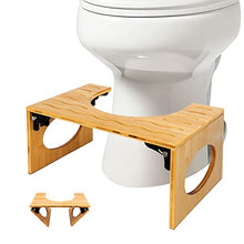 Load image into Gallery viewer, BQYPOWER Squatting Toilet Stool, Bamboo 8 Inch Toilet Potty Stool, Foldable Bathroom Squatting Urinal with Non-Slip Mat for Adults Children
