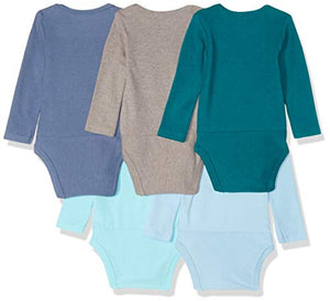 Hanes baby boys Ultimate Flexy 5 Pack Long Sleeve Bodysuits Bodystocking, Blues, 6-12 Months US