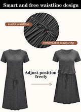 Load image into Gallery viewer, Women Summer Spring Modest Teacher Travel Work Casual Midi Dress Dot Gray Blue S
