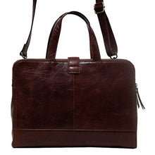Load image into Gallery viewer, Genuine Leather Laptop Messenger Bag For Men holds upto 16 Inch laptop Leather Briefcase with adjustable strap laptop Shoulder Bag Smooth finish Leather Laptop Bag (Brown)
