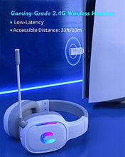 Load image into Gallery viewer, Jeecoo G80 Wireless Gaming Headset - 7.1 Surround Sound, Detachable Noise Canceling Mic, Low Latency 2.4G Wireless Gaming Headphones, Shining RGB - Works with PS4 PS5 PC Laptop Computers
