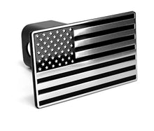 Load image into Gallery viewer, eVerHITCH US American Black &amp; Chrome Flag Emblem Trailer Metal Hitch Cover Fits 2" Receivers
