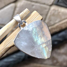 Load image into Gallery viewer, Natural Rainbow Moonstone 925 Solid Sterling Silver Cluster Unisex Pendant 30mm Long
