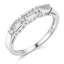 Load image into Gallery viewer, TWJC 14k White Gold Solid Wedding Engagement Ring and Wedding Band 2 Piece Set - Size 7.5
