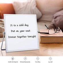 Load image into Gallery viewer, Small Dry Erase White Board 10 x 10 inch, Magnetic Double Sided Portable Mini Whiteboard Easel with Black Marker and 3 Magnets, Reversible Desktop to Do List Notepad for Office Home School
