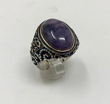Load image into Gallery viewer, KAR 925K Stamped Sterling Silver Amethyst Men&#39;s Ring I1F (12)
