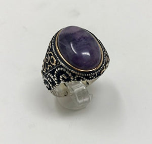 KAR 925K Stamped Sterling Silver Amethyst Men's Ring I1F (12)