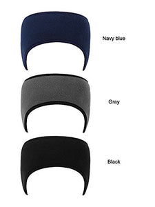 BBTO 3 Pieces Ear Warmer Headband Winter Headbands Fleece Headband for Women Men (Black, Gray, Navy)