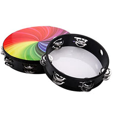Load image into Gallery viewer, Coloch 2 Pack Wood Radiant Tambourine with Double Row Jingles, Hand Held Drum Reflective Tambourine Percussion Musical Instrument for Kid&amp; Adult, Party, KTV, Church, Music Show, 8 and 10 Inch
