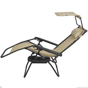 2 PCS Zero Gravity Chair Lounge Patio Chairs with Canopy Cup Holder
