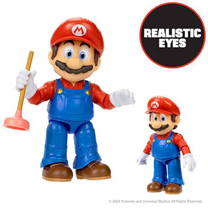 The Super Mario Bros. Movie - 5 Inch Action Figures Series 1 – Mario Figure with Plunger Accessory