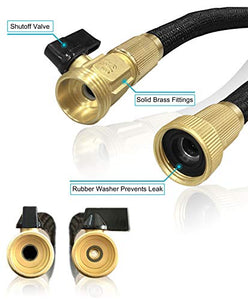 TheFitLife Flexible and Expandable Garden Hose - Strongest Triple Latex Core with 3/4" Solid Brass Fittings Free 8 Function Spray Nozzle, Easy Storage Kink Free Water Hose (50 FT)