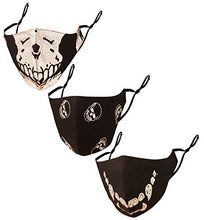 Load image into Gallery viewer, Touchstone Skull embroidered 3 layer medium size cotton face masks reusable machine washable adjustable for men, women. (Pack of 3). Black

