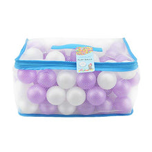 Load image into Gallery viewer, Lightaling 100pcs White &amp; Purple Ocean Balls &amp; Pit Balls Soft Plastic Phthalate &amp; BPA Free Crush Proof - Reusable and Durable Storage Mesh Bag with Zipper

