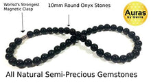 Load image into Gallery viewer, Auras by Osiris -Black Onyx Beaded Necklace for Men - Large Gemstones - Magnetic Clasp - Protection - EMF Protection Necklace Handmade in USA EMF Protection
