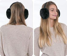 Load image into Gallery viewer, Simplicity Black Ear Muffs For Winter Men Warm Ear Warmers for Women Faux Furry Winter Ear Muffs Foldable Earmuffs for Women Winter Camping Outdoor Sports, Black

